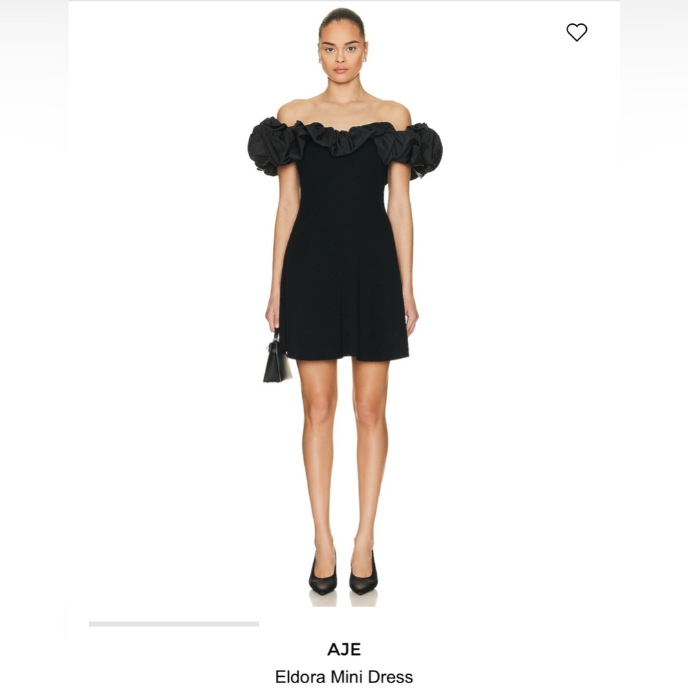 Aje Black Off-Shoulder Puff Sleeve Mini Dress